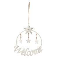 Елочное украшение J-LINE металлическое круглое Welcome диаметр 22 см