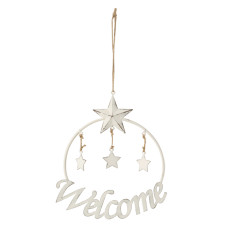 Елочное украшение J-LINE металлическое круглое Welcome диаметр 22 см