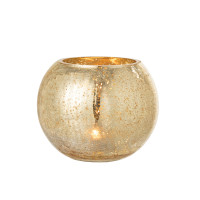 Подсвечник J-LINE стеклянный с эффектом разбитого стекла золотого цвета 20х20 см Бельгия