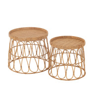 Столики кофейные J-LINE из бамбука и ротанга комплект из двух Бельгия 