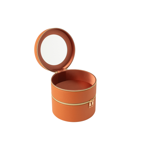 Скринька J-LINE для прикрас з еко-шкіри оранжевого кольору кругла 2 яруси Бельгія