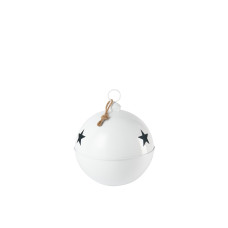 Металлический декоративный шар белого цвета J-LINE со звездами уличный новогодний диаметр 55 см 