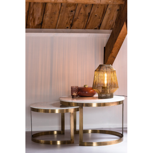 Журнальные столики Light&Living круглые со столешницей из мрамора и золотым металлическим основанием 