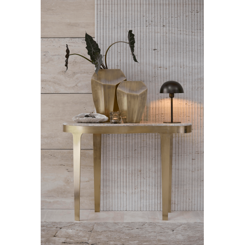 Консоль Light&Living з мармуровою стільницею золота висота 80 см