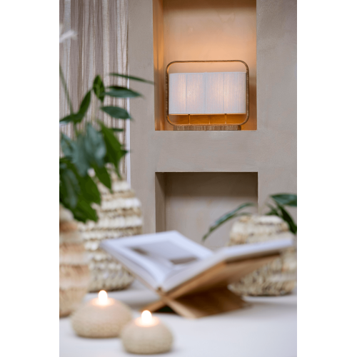 Настольная лампа Light&Living деревянная с плетеным абажуром белого цвета высота 38 см