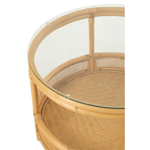 Кофейный столик J-LINE из ротанга и бамбука круглый 